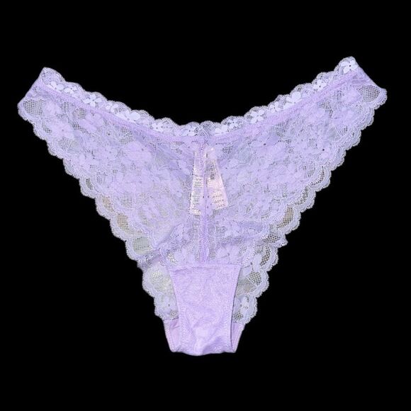 Victorias Secret Dream Angels Floral Lace Itsy Mini Panty Purple Xlarge - Picture 2 of 3